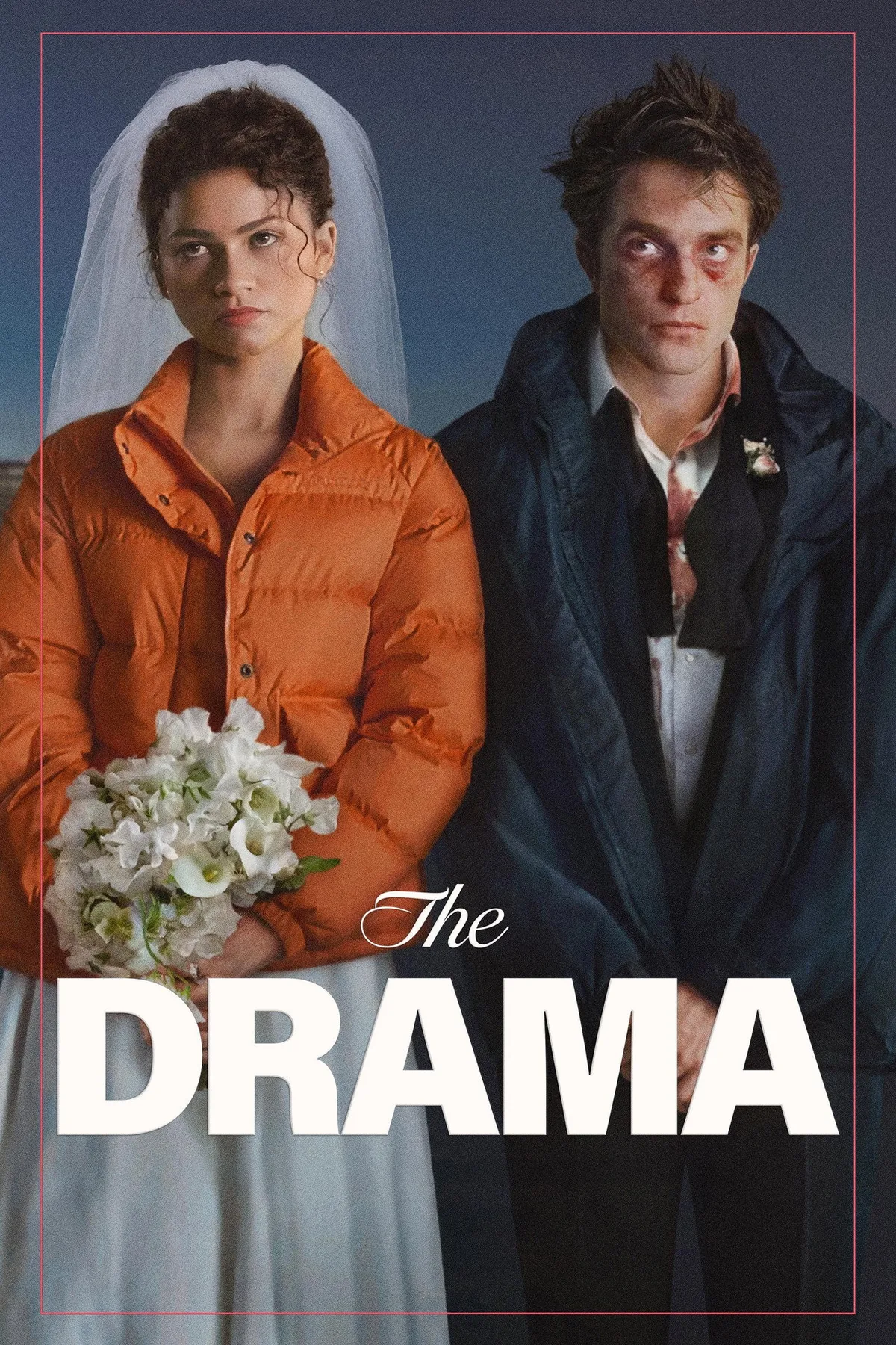 Drama (The Drama, A24, 2026) resmi film afisi - Zendaya ve Robert Pattinson