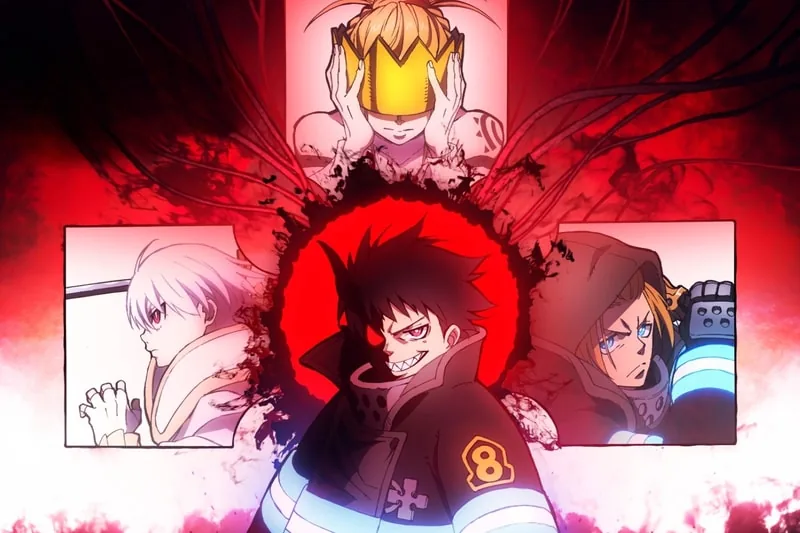 Fire Force final sezonu resmi key art Shinra ve 8. Takim David Production
