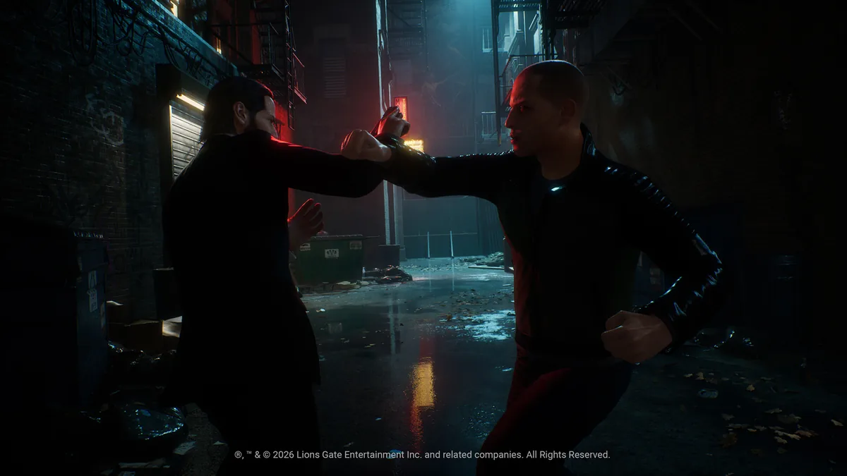John Wick oyunu neo-noir ortam sahnesi: Saber Interactive yapımındaki John Wick oyununun atmosferini ve oyun dünyasını gösteren resmi ekran görüntüsü