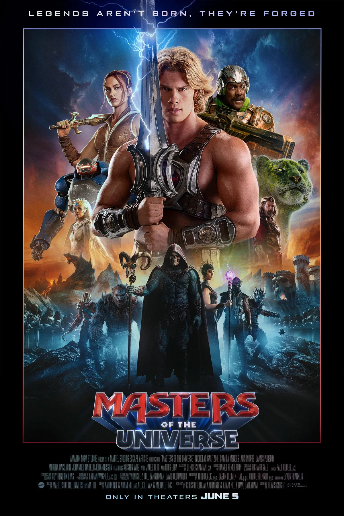 Kainatin Hakimleri 2026 sinema afisi tam kadro He-Man Skeletor ve karakterler