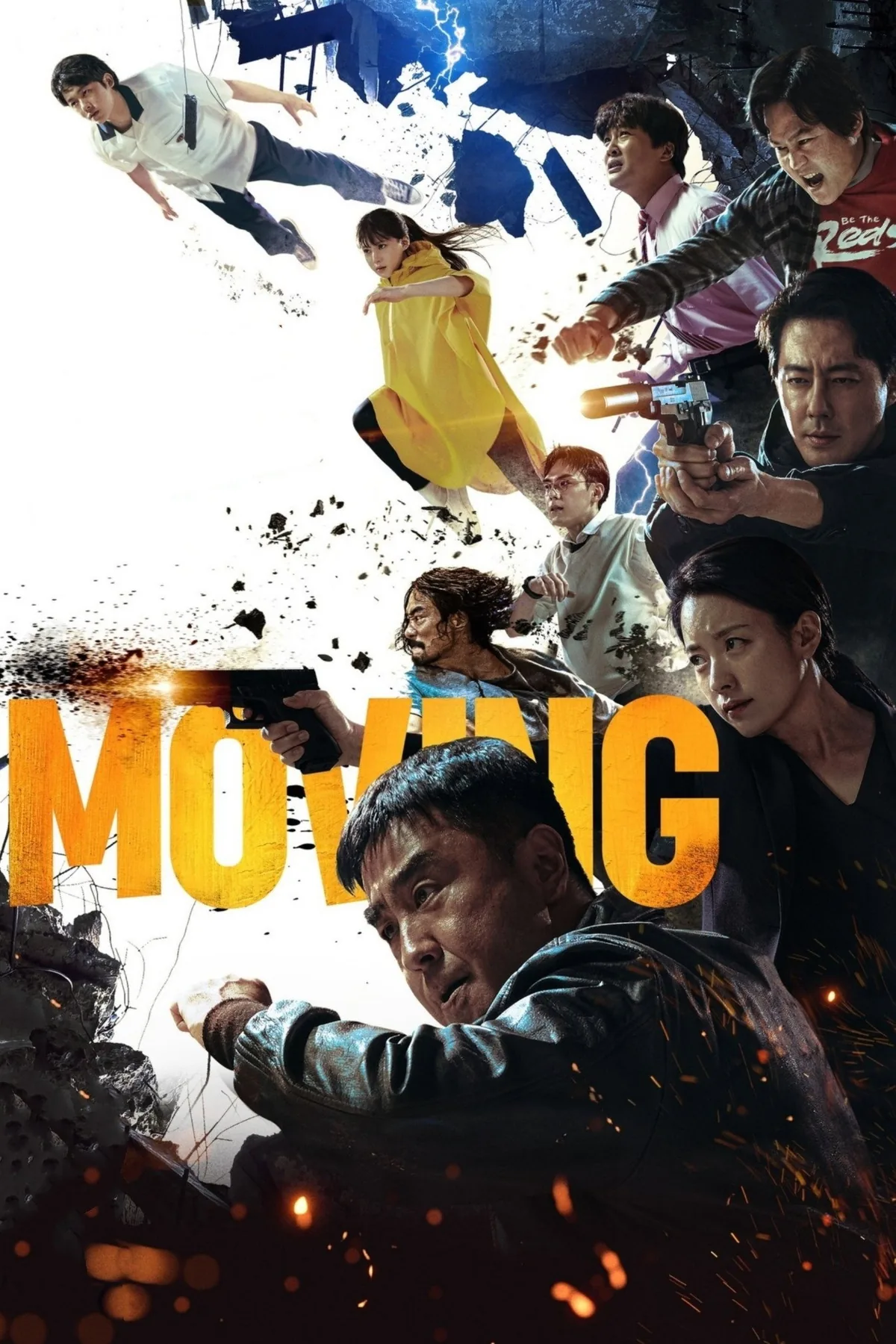 Moving resmi tanitim gorseli — Disney+ platformunun ilk buyuk Kore basarisi, super guclu karakterlerin aksiyon afisi