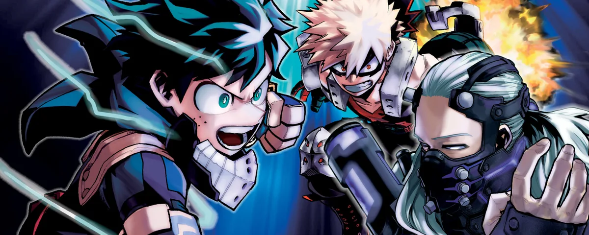 My Hero Academia Heroes Rising film sahnesi — Deku ve Bakugo, MHA film serisini temsil eden resmi promosyon görseli