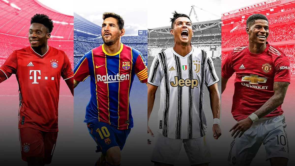 eFootball PES 2021 tuş kombinasyonları rehberi için resmi tanıtım görseli — Konami futbol simülasyonu