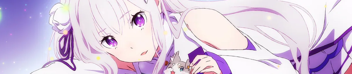 Re:Zero Starting Life in Another World anime banner — White Fox yapımı karanlık isekai ve psikolojik gerilim serisi