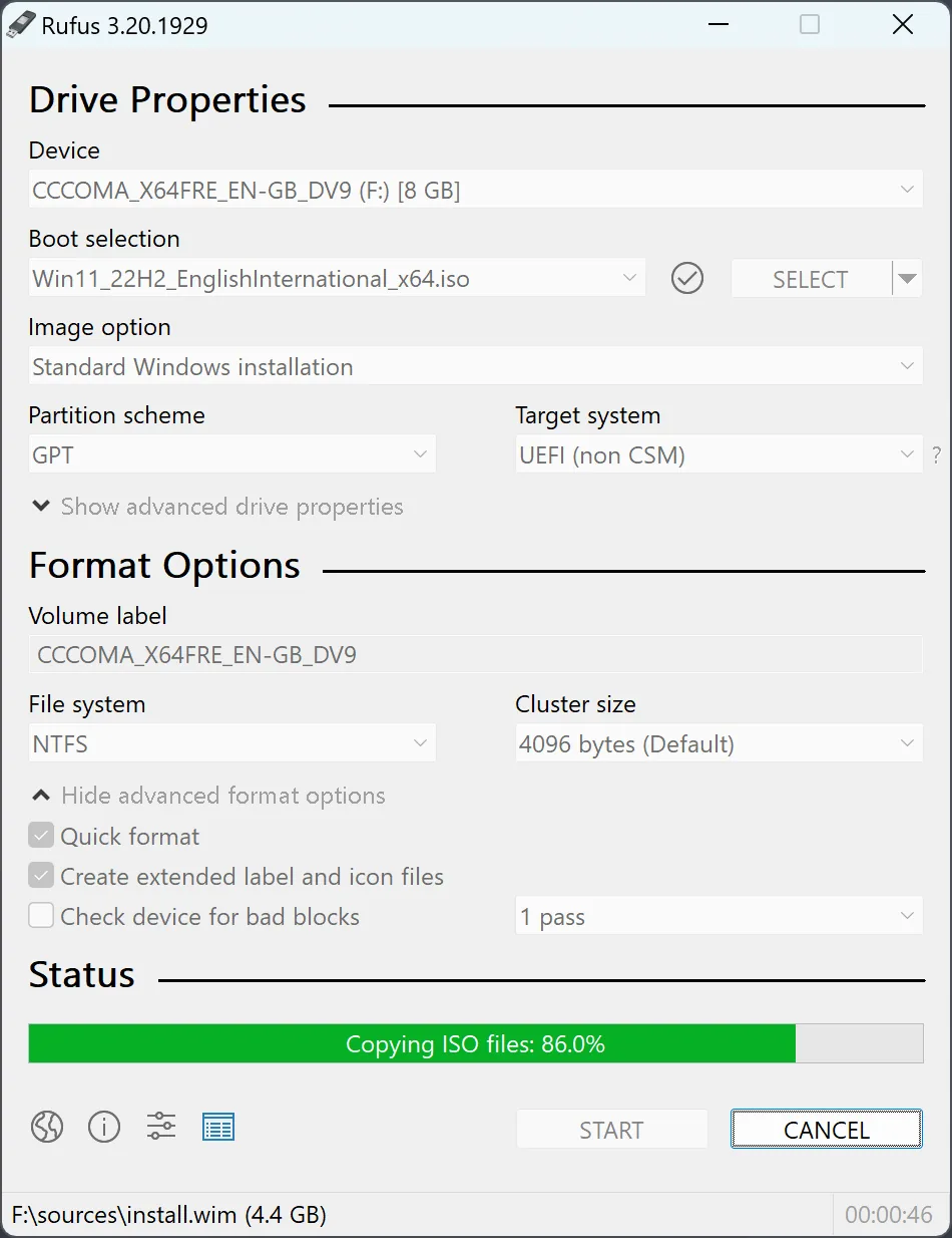 Rufus ile Windows 11 USB kurulum medyasi hazirlama - GPT bolum semasi ve UEFI hedef sistem