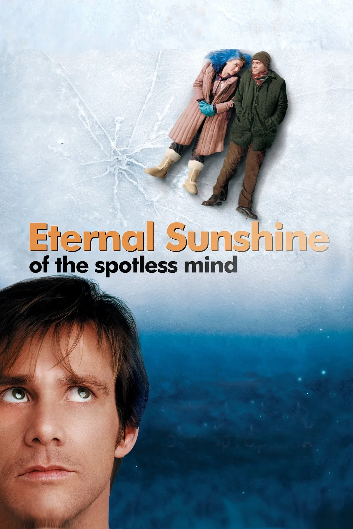 Eternal Sunshine of the Spotless Mind (Sil Bastan, 2004) resmi film posteri — Jim Carrey ve Kate Winslet