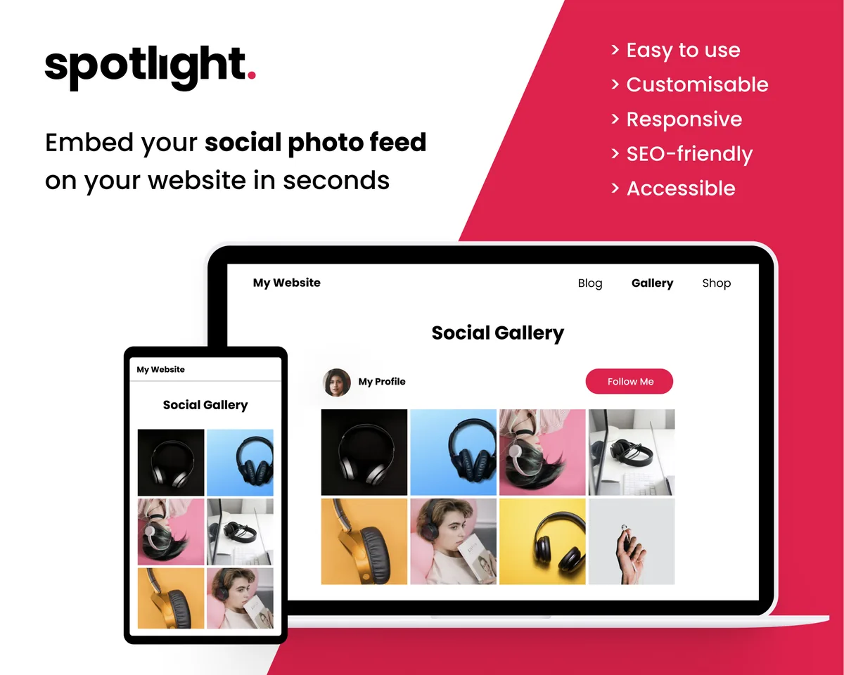 Spotlight Social Feeds WordPress eklentisi - canlı önizlemeli Instagram akışı tasarım arayüzü