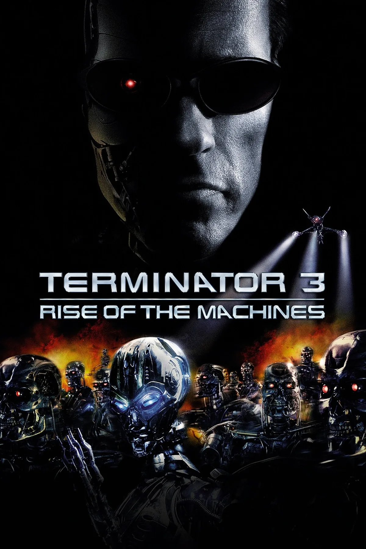 Terminator 3: Rise of the Machines (2003) resmi film posteri — Arnold Schwarzenegger T-850 olarak