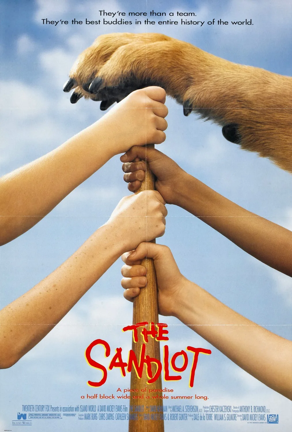 The Sandlot 1993 filmi resmi afişi — 90'lar çocuk beysbol nostaljisi