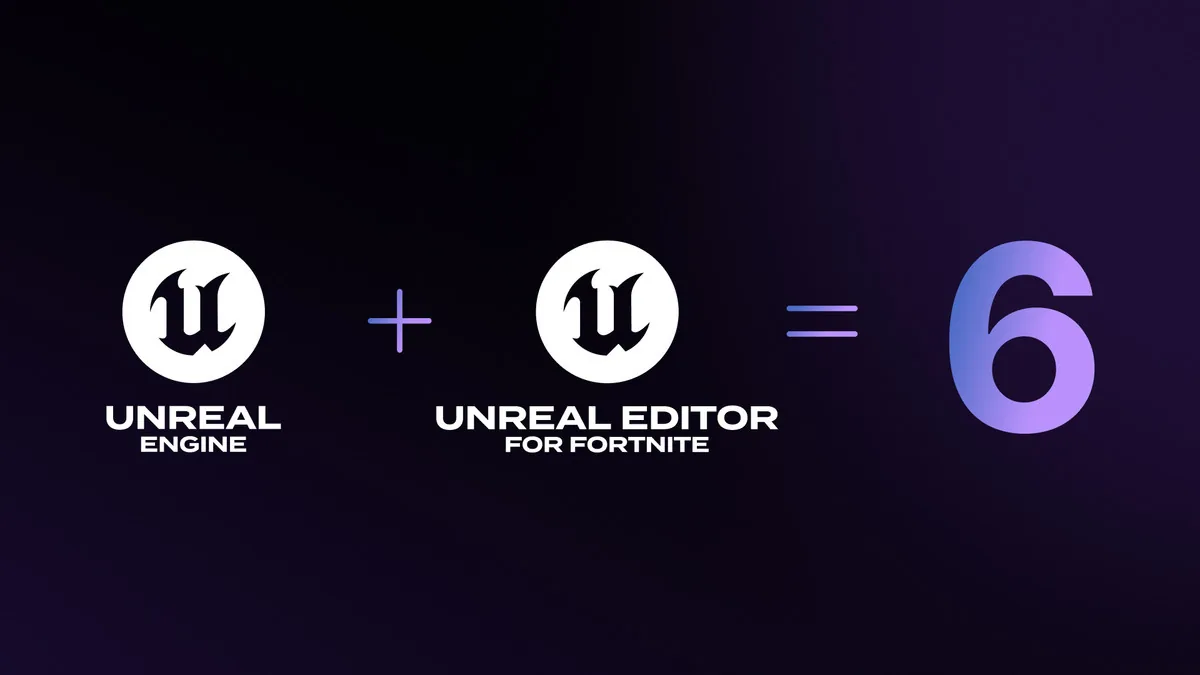 Unreal Engine artı Unreal Editor for Fortnite eşittir 6 — UE5 ve UEFN'nin tek bir birleşik motorda buluşmasını gösteren resmi Epic infografik