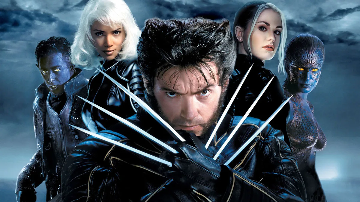 X2 X-Men United 2003 filmi resmi promo gorseli - Wolverine ve kadin kadro