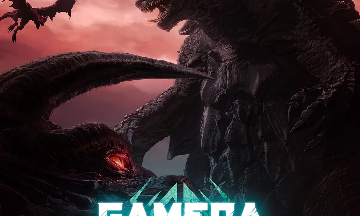 Godzilla dışında Japon canavar filmleri kapak görseli: Netflix GAMERA -Rebirth- resmi afişinde kükreyen Gamera