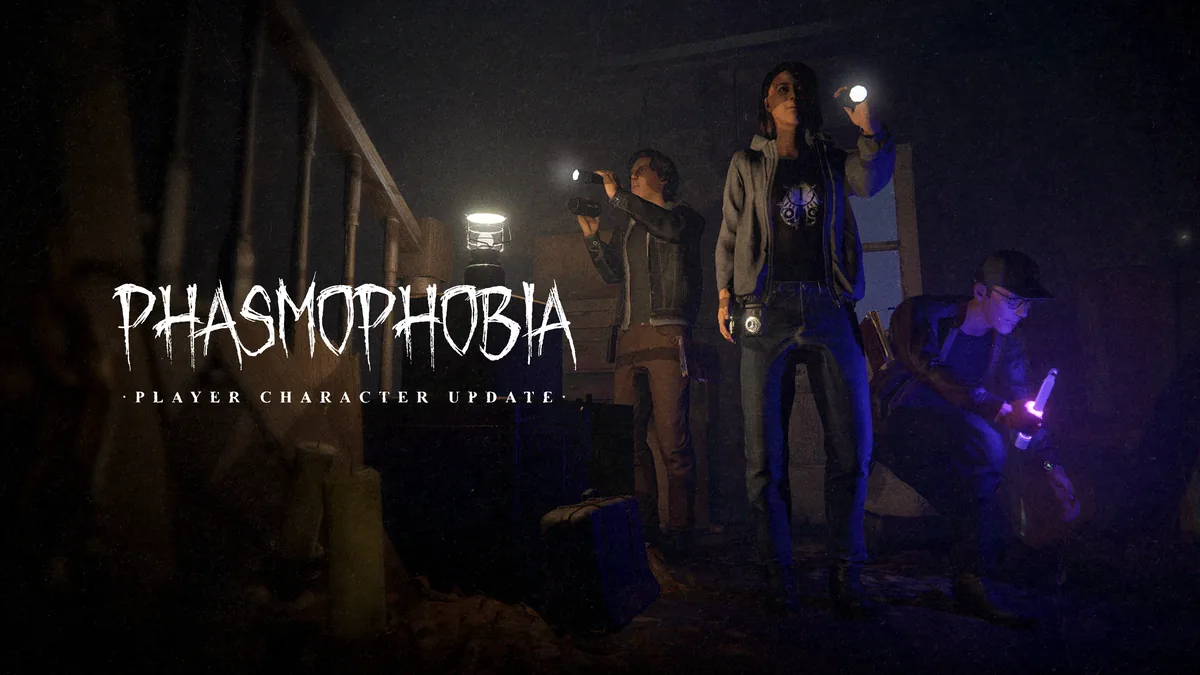 Phasmophobia oyununun karanlık ve gerilimli atmosferini yansıtan resmi key art görseli