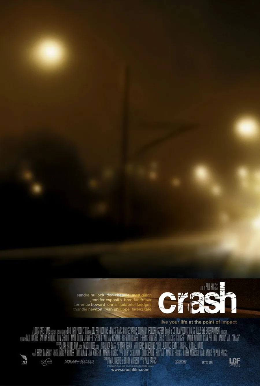 Crash (2004) filminin resmi afişi — Paul Haggis'in yönettiği, Oscar En İyi Film ödüllü yapım