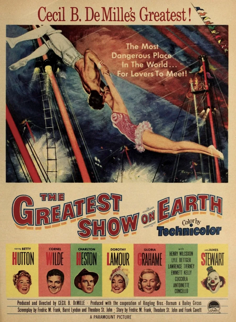 The Greatest Show on Earth (1952) filminin dönemin sinema dergisinde yayımlanan resmi reklamı