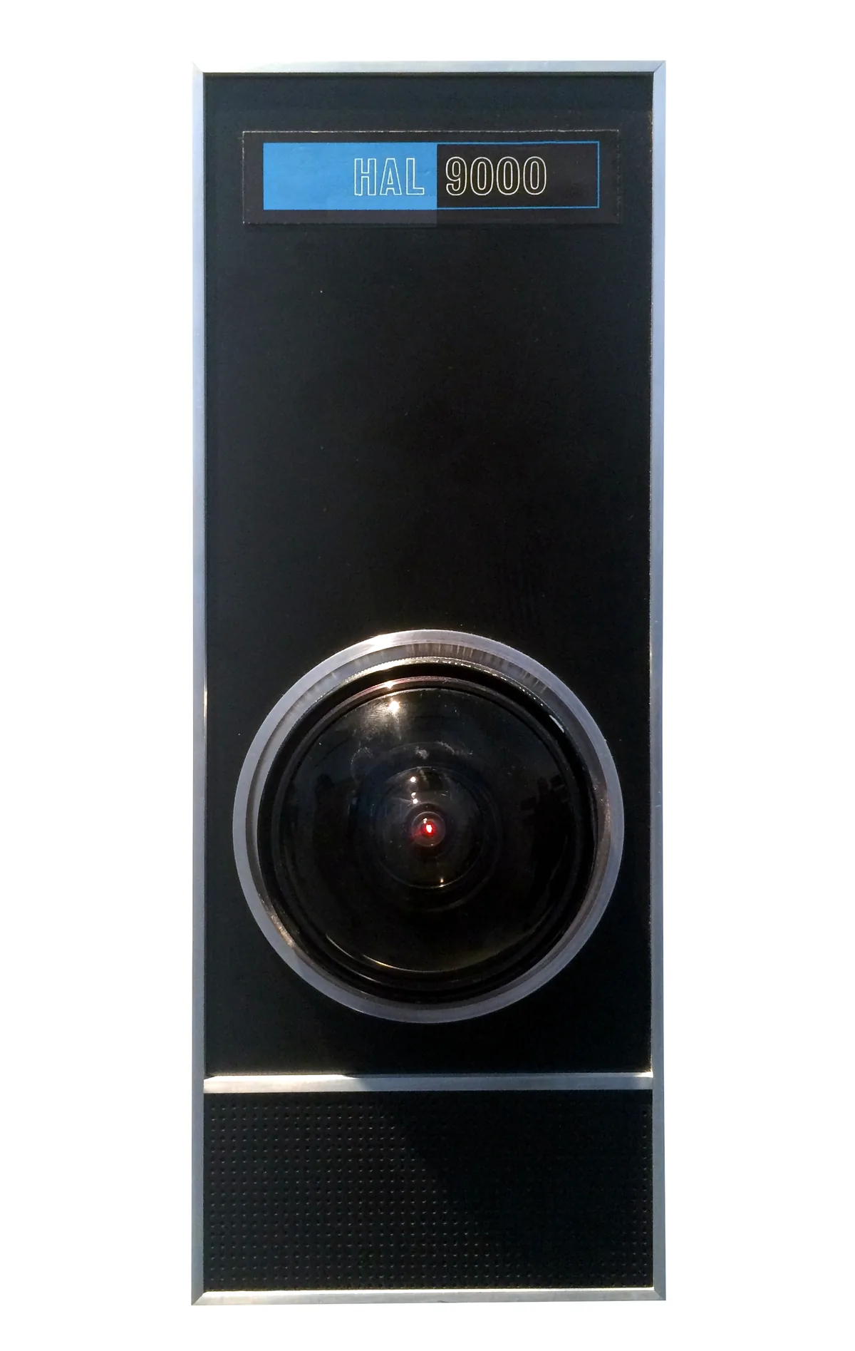 2001: A Space Odyssey filminden HAL 9000 bilgisayarının kırmızı ışıklı ikonik kamera-gözünün orijinal film aksesuarı