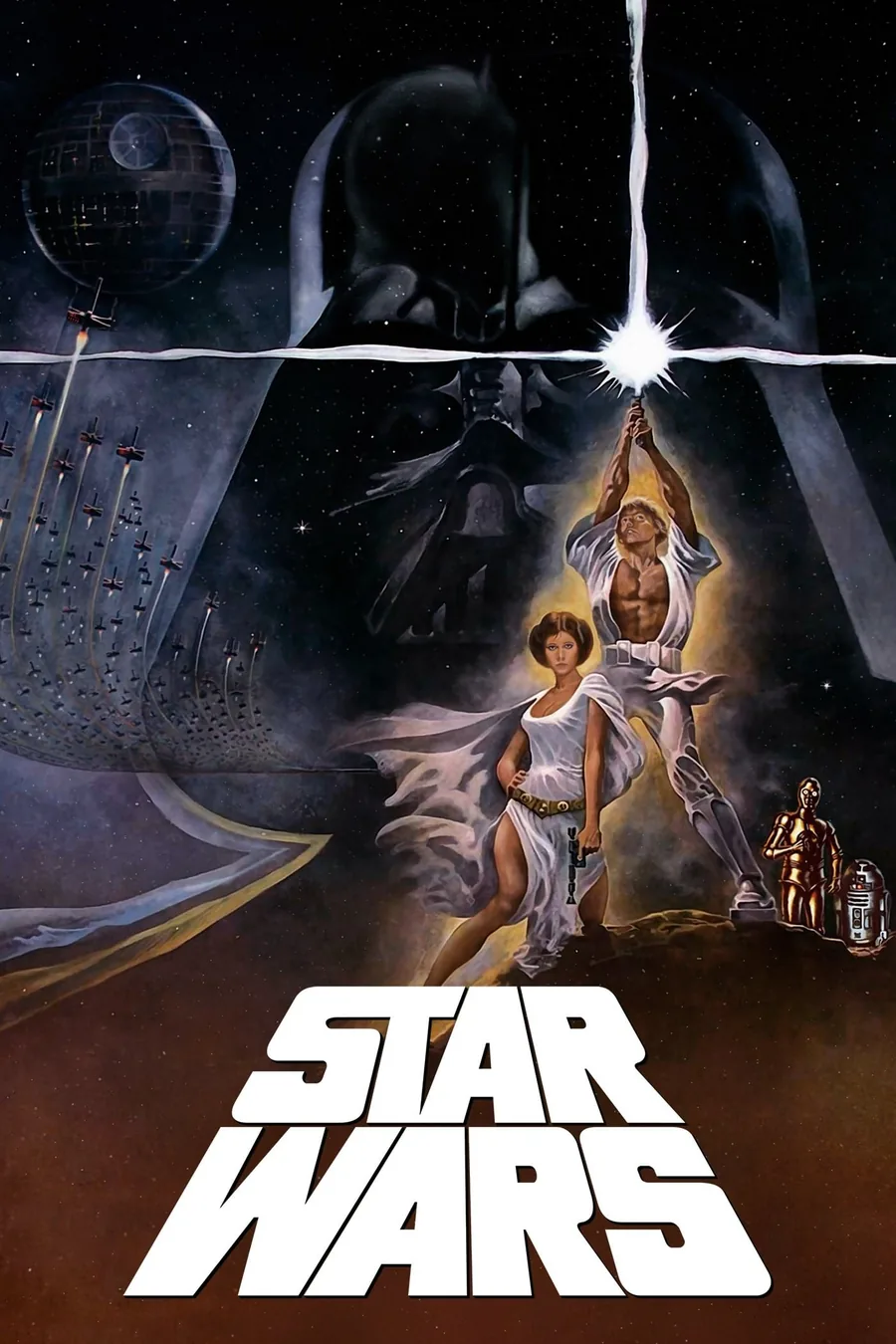 Yıldız Savaşları (Star Wars, 1977) filminin ikonik resmi afişi — Tom Jung illüstrasyonu