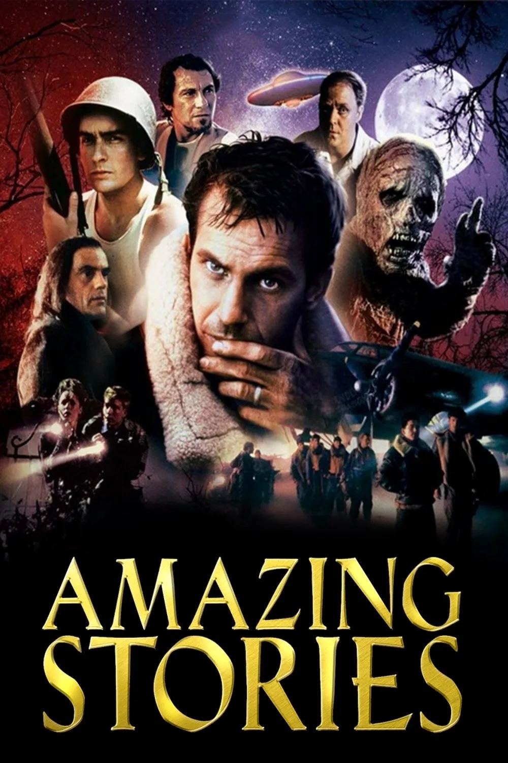 Amazing Stories (1985) dizisinin resmi afişi: Steven Spielberg antolojisinin fantastik ve bilim kurgu karakterleri