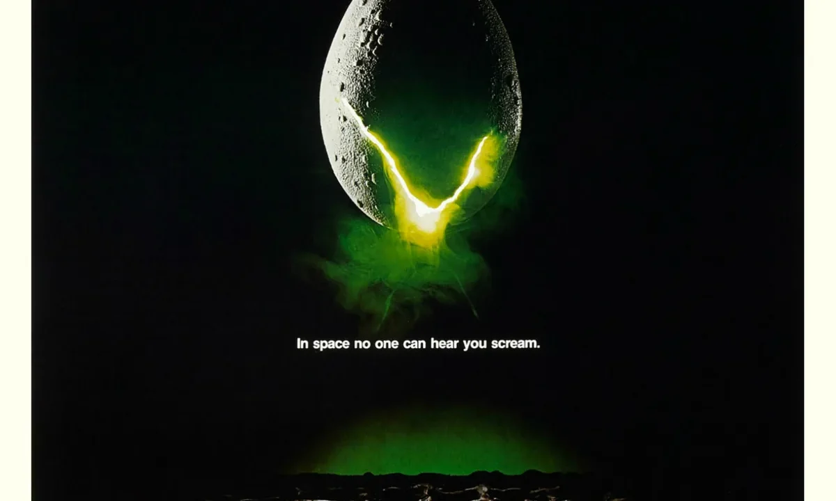 Az bilinen bilim kurgu korku filmleri temasını temsil eden Alien (1979) filminin ikonik afişi