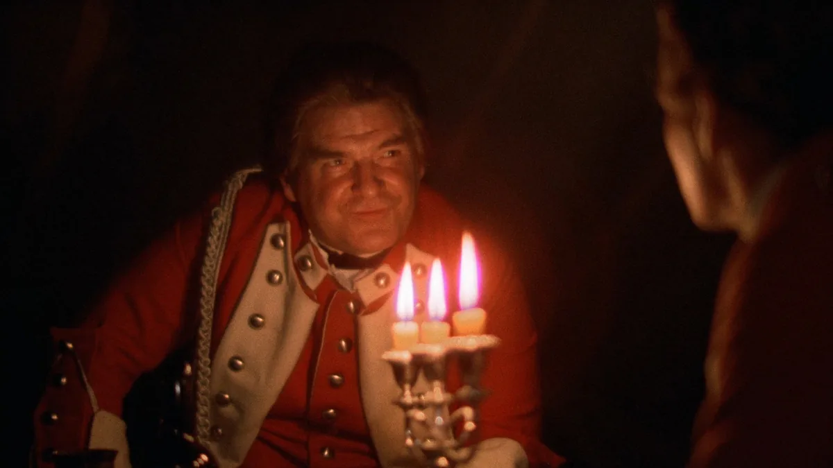 Barry Lyndon filminde John Alcott'ın yalnızca mum ışığıyla çektiği, 18. yüzyıl tablolarını andıran sahne