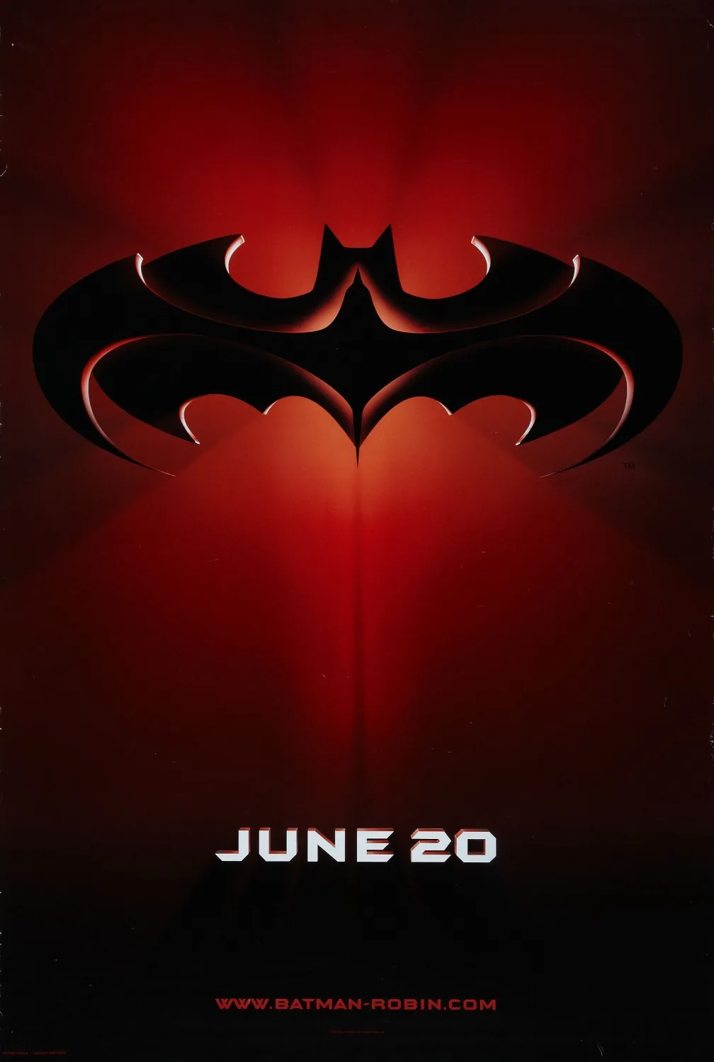 Batman & Robin 1997 filminin resmi afişi — Arnold Schwarzenegger'in canlandırdığı Mr. Freeze karakteri buz zırhı ve buz tabancasıyla
