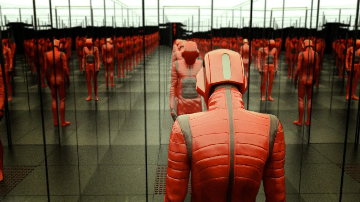 Panos Cosmatos'un Beyond the Black Rainbow (2010) filminden hipnotik bir sahne karesi
