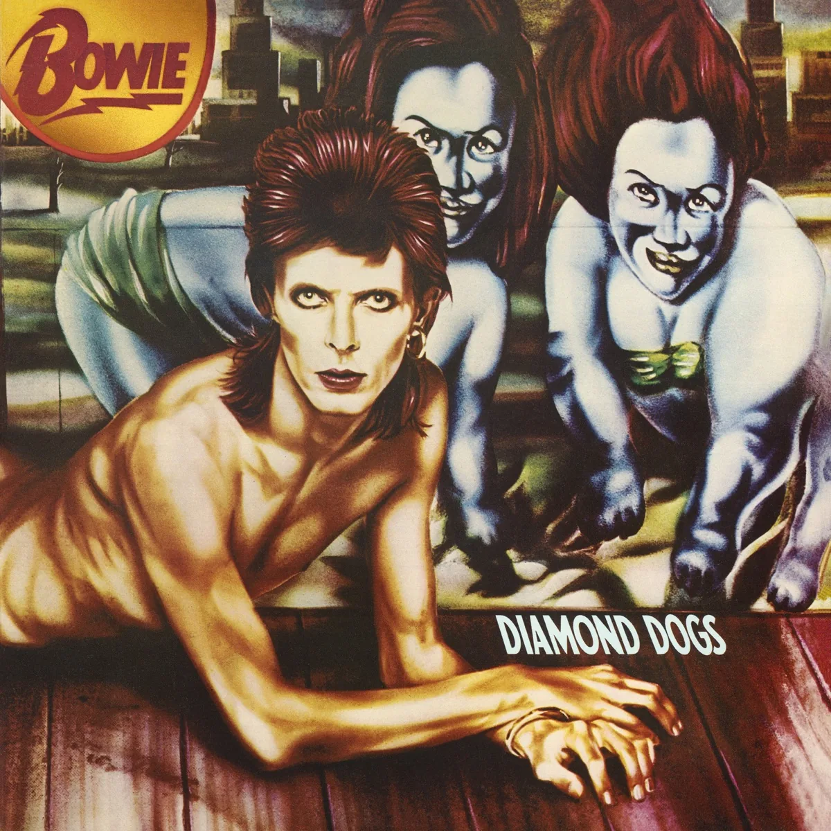 David Bowie'nin distopik temalı Diamond Dogs albümünün resmi kapak görseli