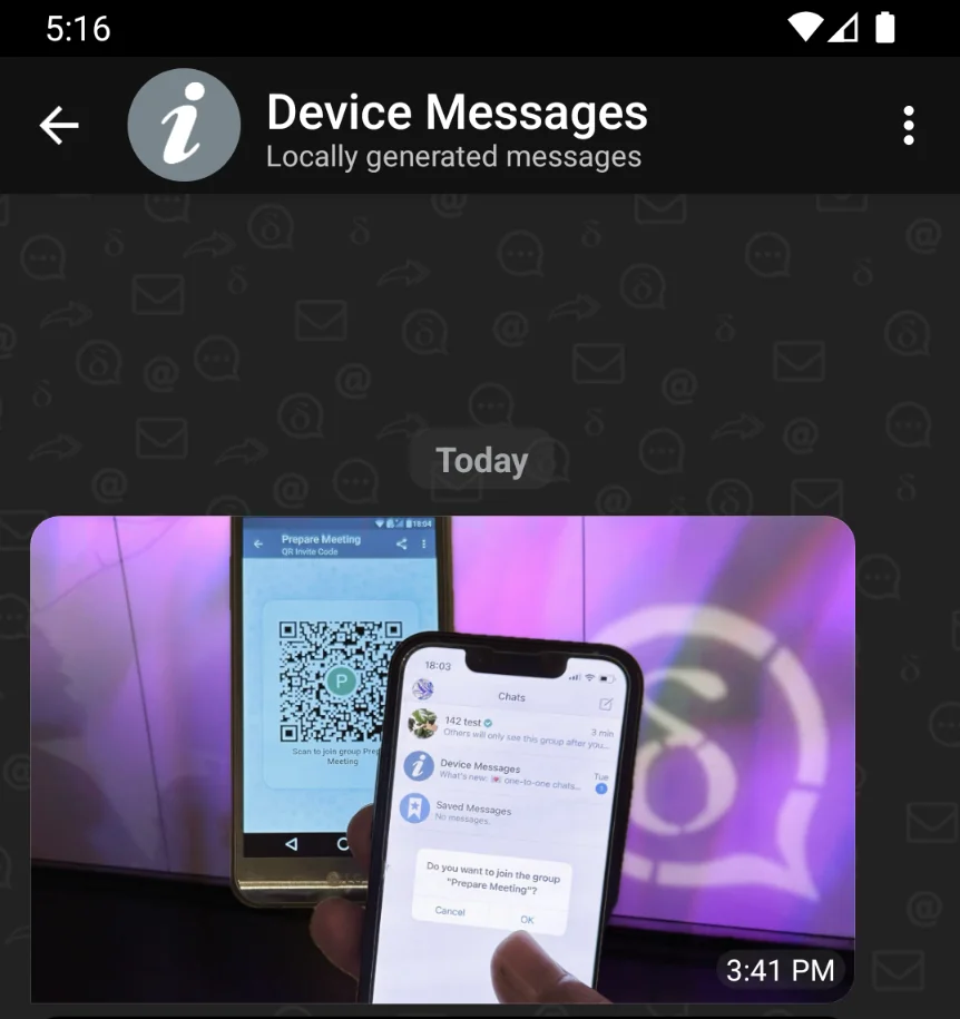 Delta Chat SecureJoin QR kod ile güvenli bağlantı kurma ekran görüntüsü