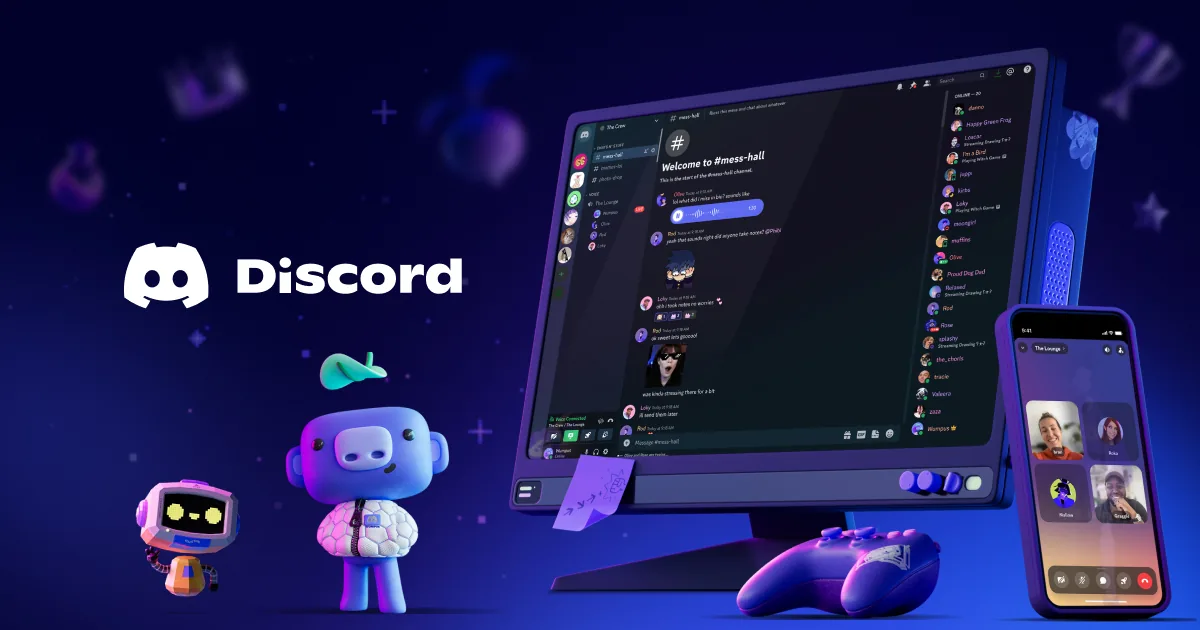 Discord logosu ve masaüstü uygulama arayüzünün resmi marka görseli
