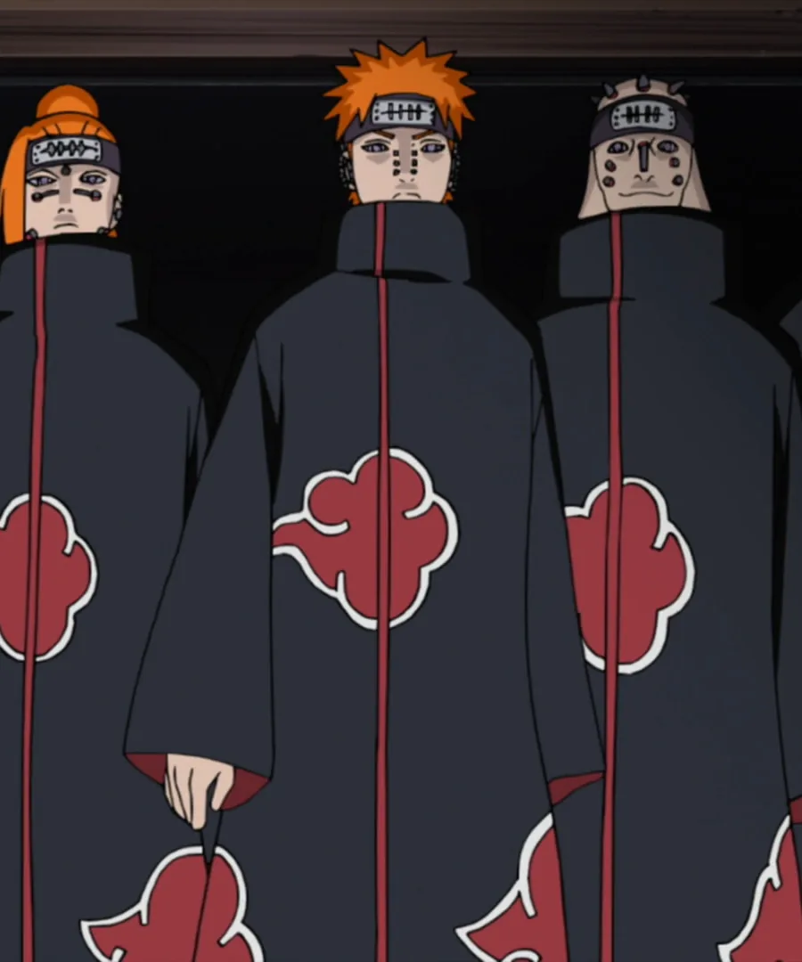 Naruto Shippuden'den Rinnegan gözlü, turuncu saçlı ve yüz piercingli Akatsuki lideri Pain (Nagato)