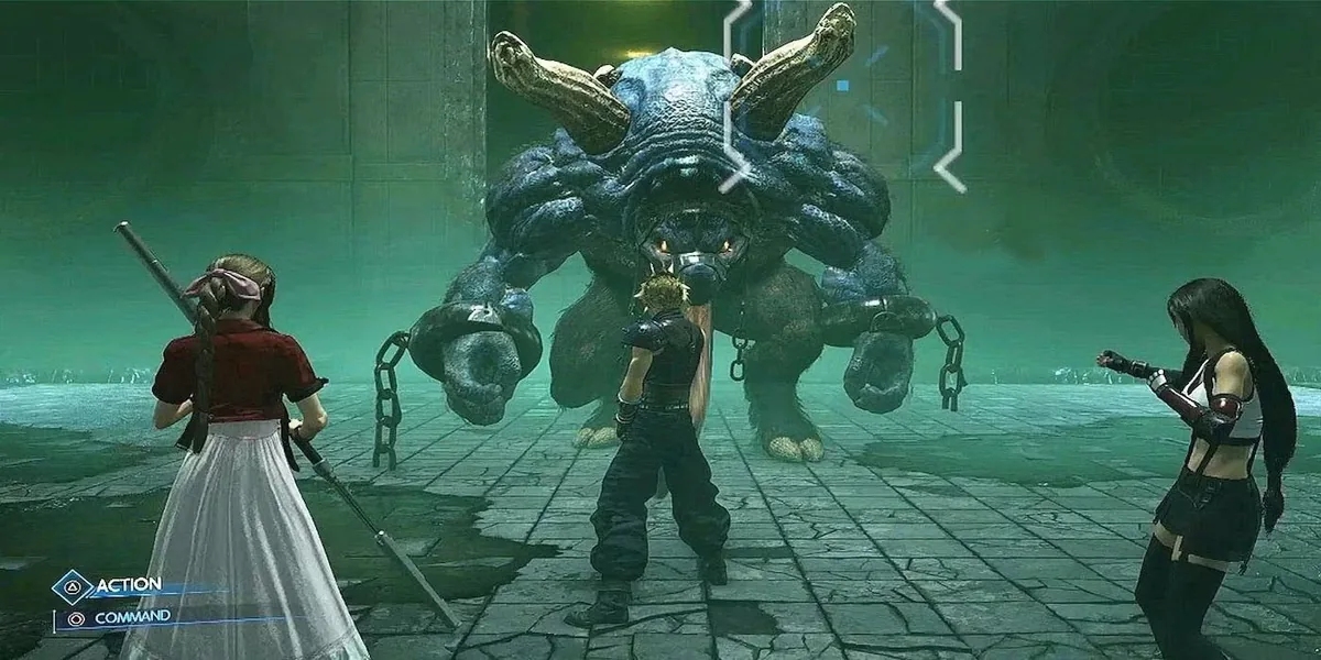 Final Fantasy VII Remake'ten Cloud, Aerith ve Tifa'yı bir arada gösteren resmi oyun içi sahne