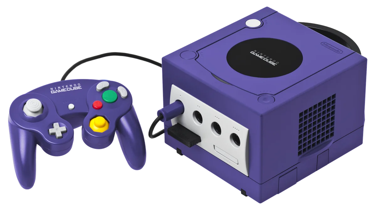 Nintendo GameCube konsolu ve mor kontrolcüsü, en iyi GameCube oyunları listesi için temsili görsel
