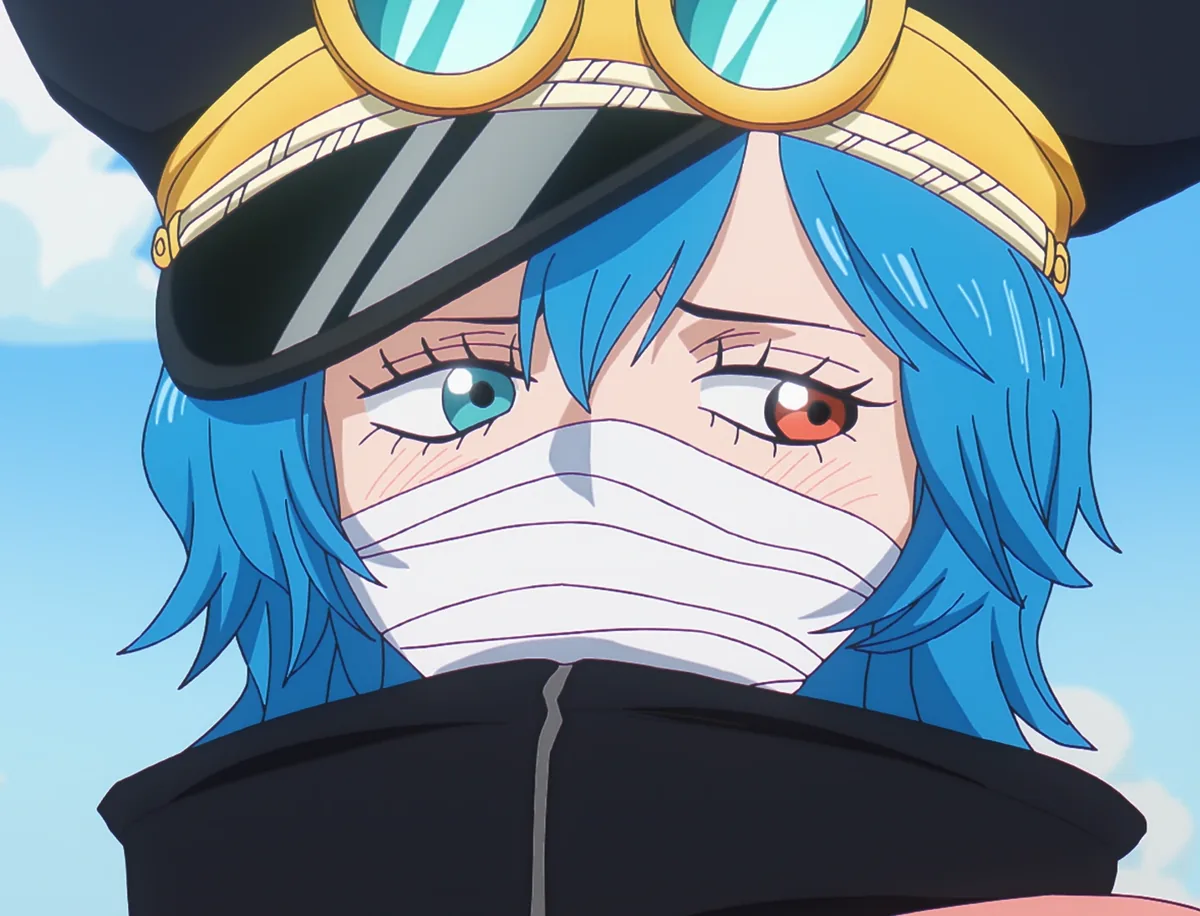 One Piece'te Tanrı'nın Şövalyeleri üyesi Gunko'nun Elbaf arkındaki resmi renkli anime portresi