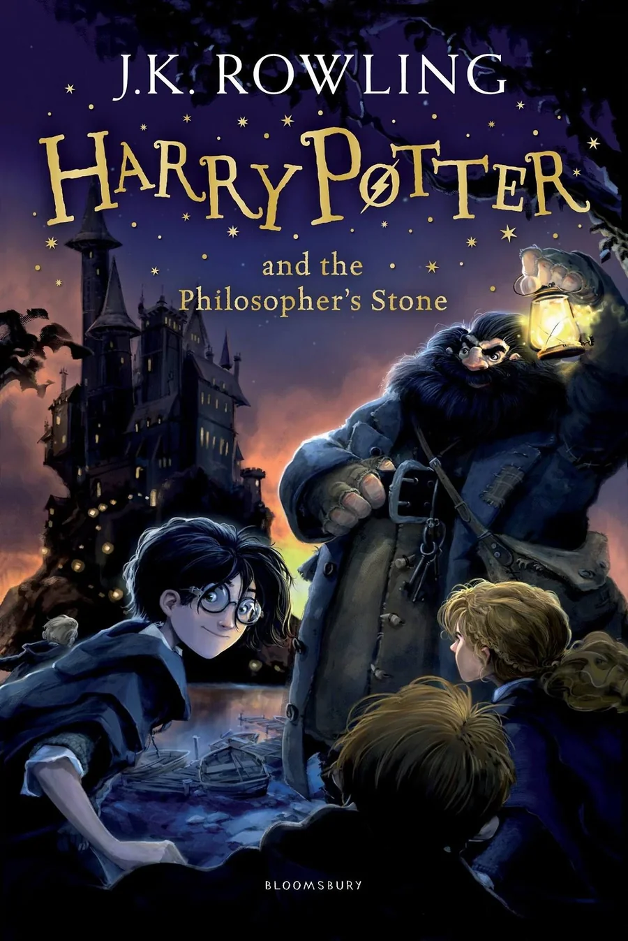 Harry Potter ve Felsefe Taşı kitabının resmi Bloomsbury kapak görseli
