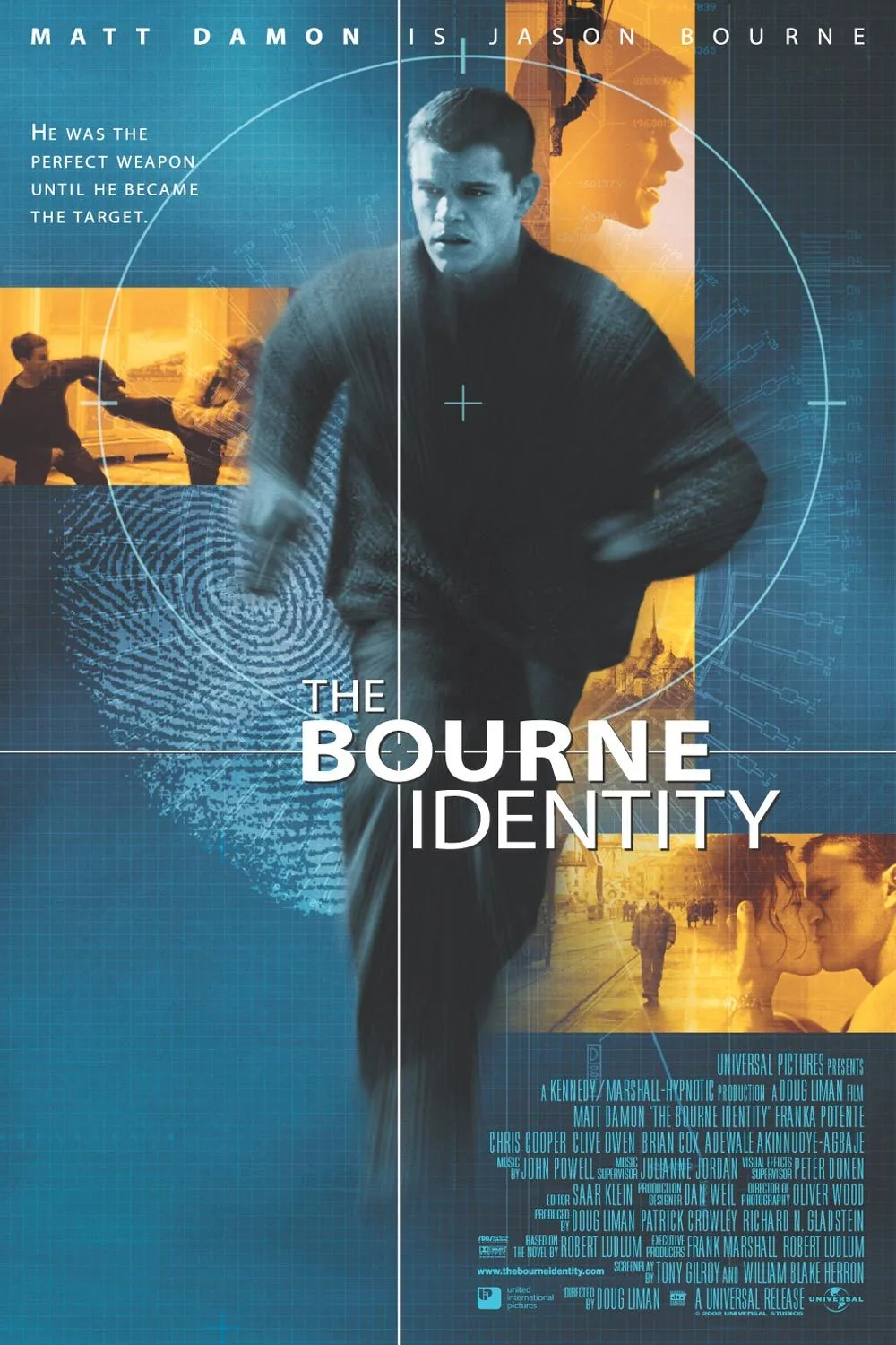 Jason Bourne serisinin ilk filmi The Bourne Identity afişi, Matt Damon