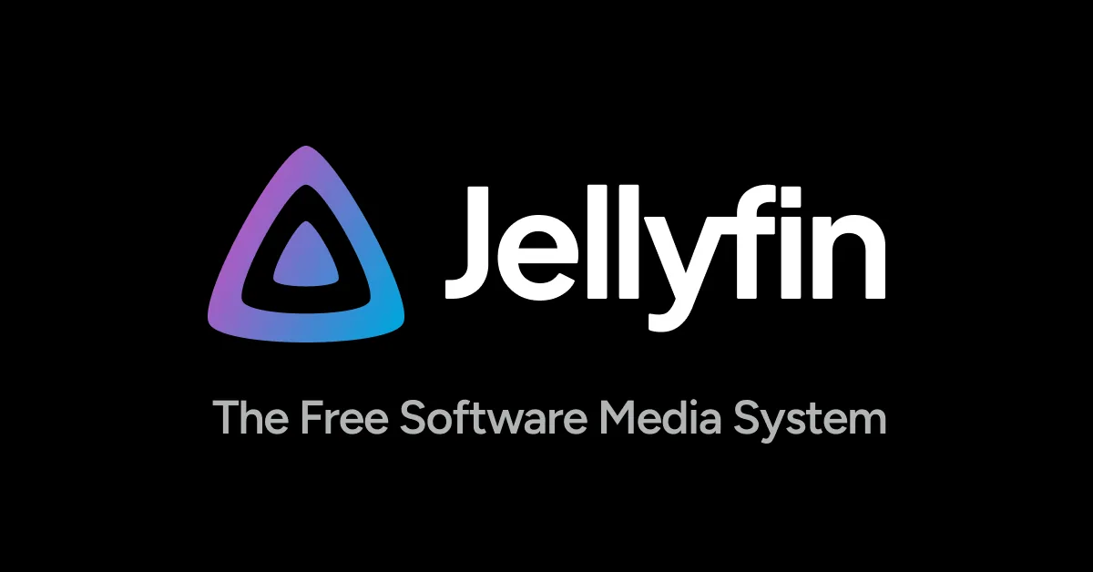 Jellyfin resmi logosu ve Ücretsiz Yazılım Medya Sistemi sloganı, açık kaynak Plex alternatifi