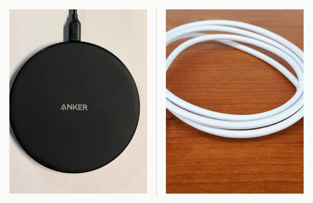 Kablosuz şarj pedi ile USB-C şarj kablosu yan yana, ne zaman hangisinin seçileceğine dair karar görseli