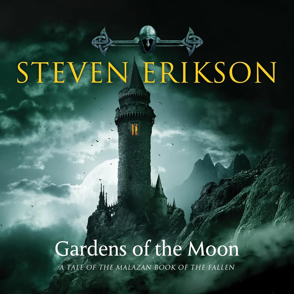 Steven Erikson'ın Malazan Düşenlerin Kitabı serisinin ilk kitabı Ay'ın Bahçeleri (Gardens of the Moon) resmî kapağı