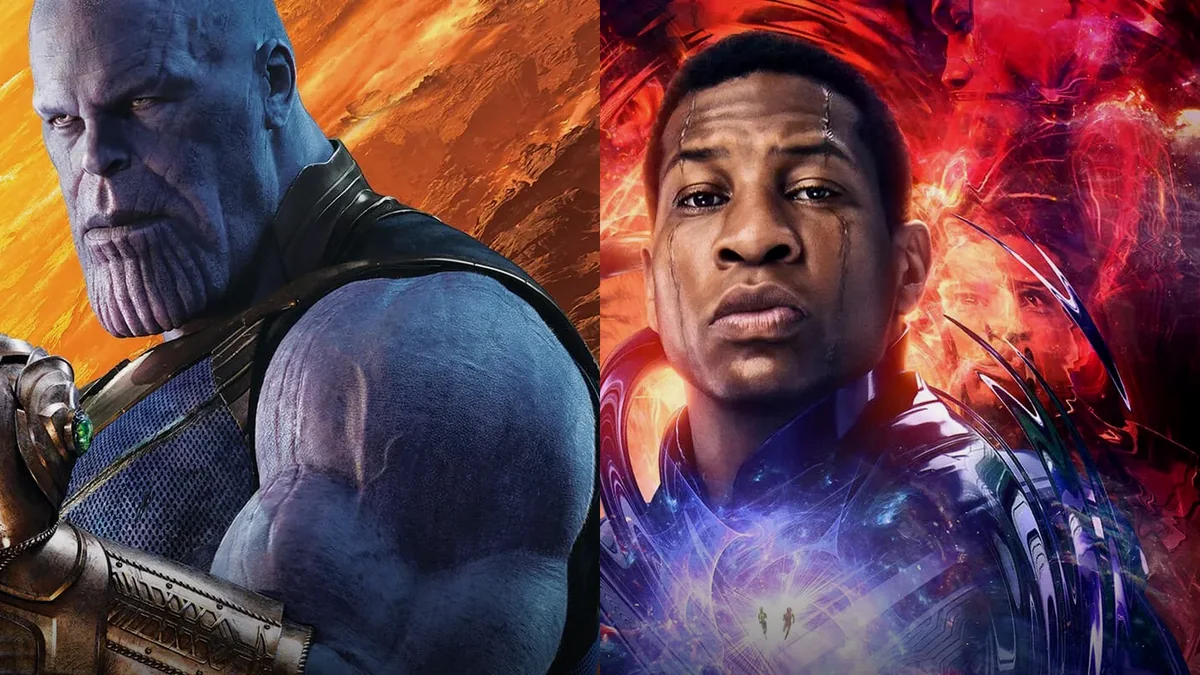 Marvel evreninin en ölümcül karakterleri: Thanos ve Kang the Conqueror'ın resmi key art görselleriyle kozmik kapak kompozisyonu