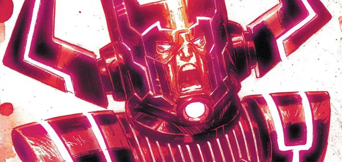 Galactus'un gezegen yiyen kozmik gücünü gösteren resmi Marvel çizgi roman key art görseli