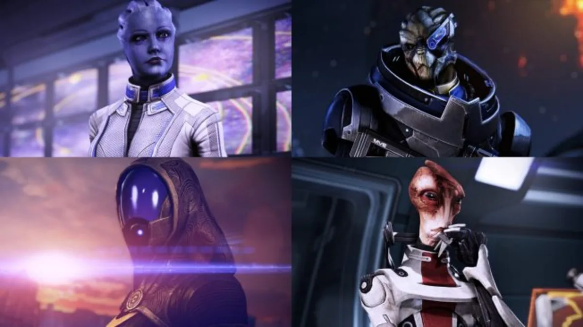 Mass Effect serisinin ikonik yan karakterleri Liara T'Soni, Garrus Vakarian, Tali'Zorah ve Mordin Solus