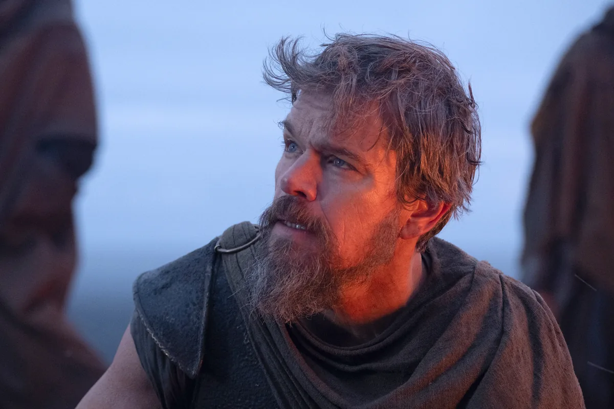 Odysseia filminde Matt Damon'ın canlandırdığı Odysseus karakterinin resmi film fotoğrafı