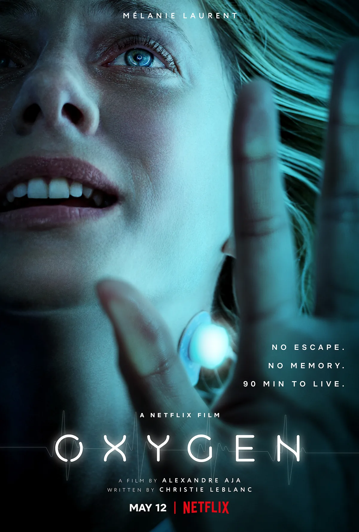 Alexandre Aja'nın yönettiği Oxygen (2021) filminin resmi afişi