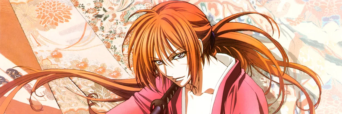 Rurouni Kenshin 1996 anime dizisinden Himura Kenshin'i kılıcıyla gösteren resmi key art görseli
