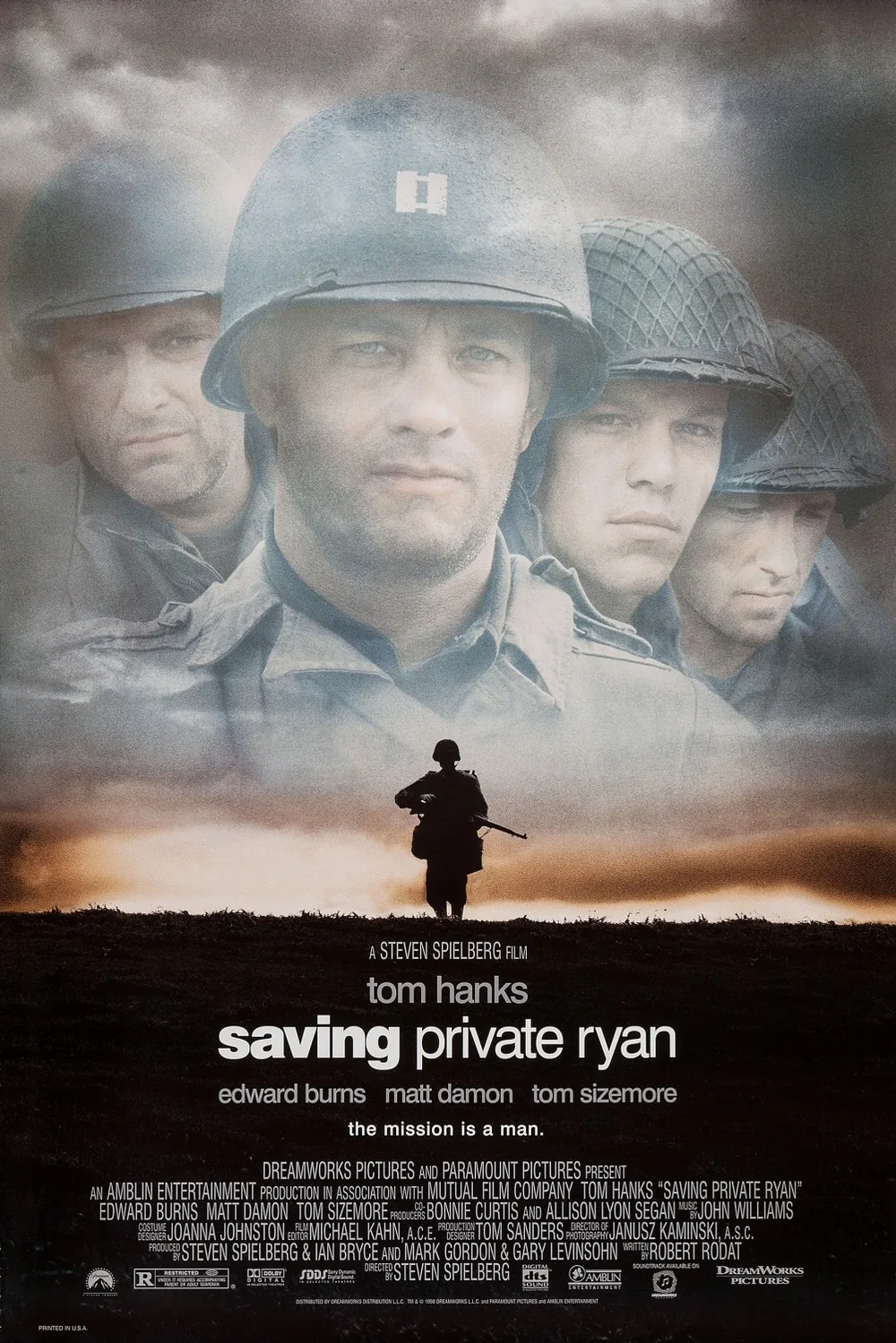 Saving Private Ryan filminin afişi, Matt Damon da kadroda
