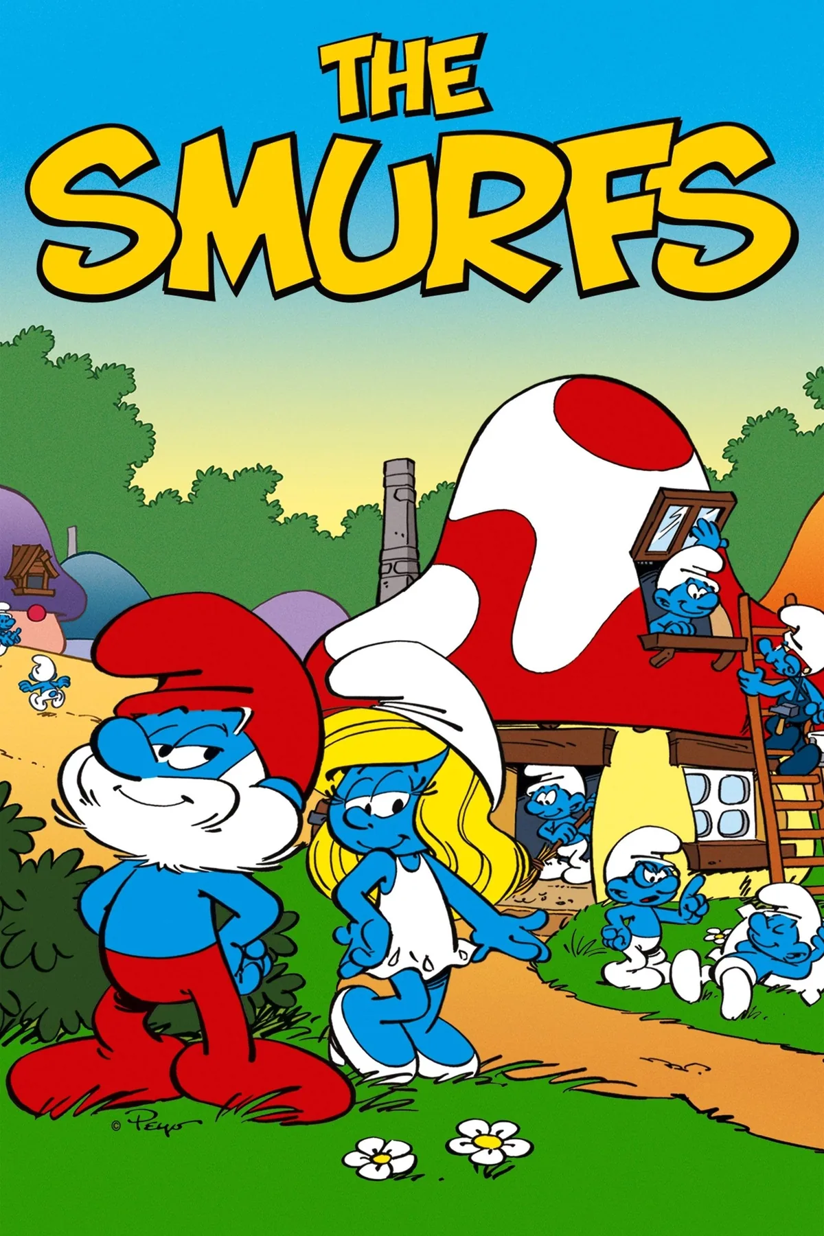 Şirinler (The Smurfs, 1981) dizisinin resmi görseli: Baba Şirin, Sırma ve mantar köy evleri