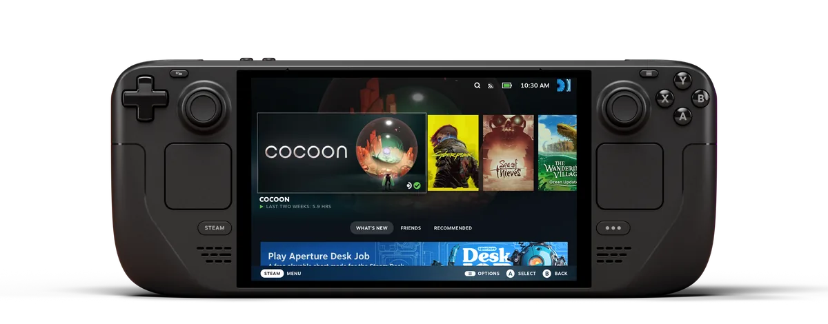 Steam Deck cihazında SteamOS Oyun Modu arayüzü ekranda açık şekilde gösteriliyor