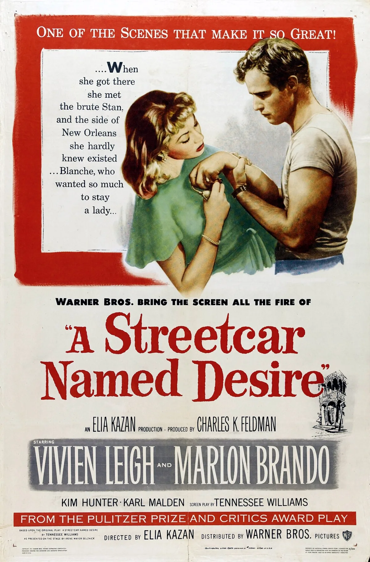 A Streetcar Named Desire (1951) filminin resmi afişi, Marlon Brando ve Vivien Leigh