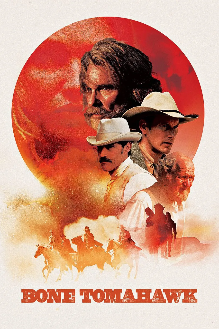 Bone Tomahawk 2015 filminin resmi afişi; Kurt Russell ve kurtarma ekibi kadrosu