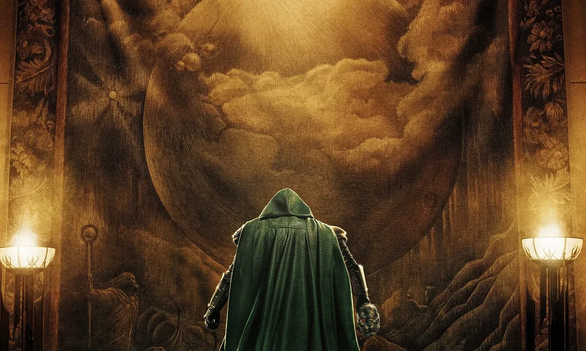 Avengers: Doomsday filminin resmi afişi, Doctor Doom'un tahtta oturduğu karanlık siluet görseli